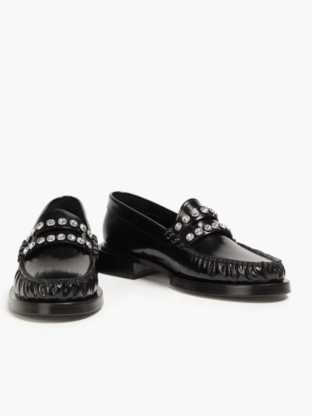 SANDRO Black Embellished Leather Penny Loafers